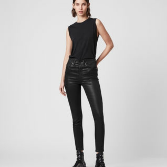 All Saints Pants - All Saints SpitalFields Skinny Pants Wax Coat  29